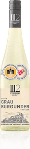 Ein edler Grau Burgunder Wein aus Baden, abgebildet in einer eleganten Flasche mit einem klaren, ansprechenden Etikett und Medaille.